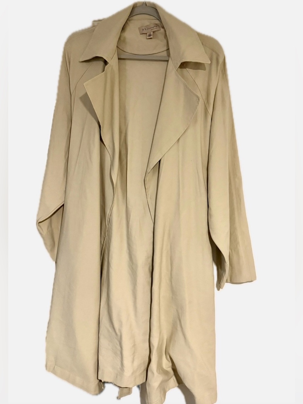 Philosophy Trench Coat With Tie Belt (L) Light Tan/Cream